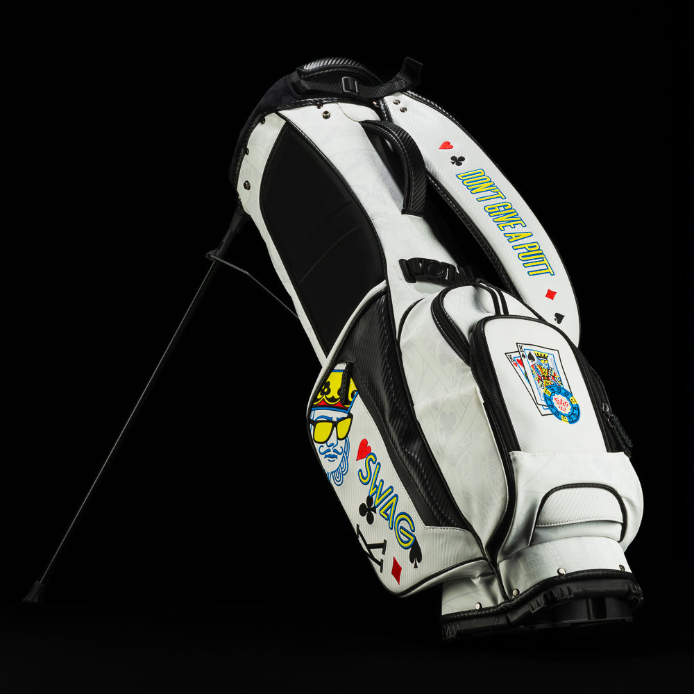 SWAG Golf poker king white and black golf stand bag.