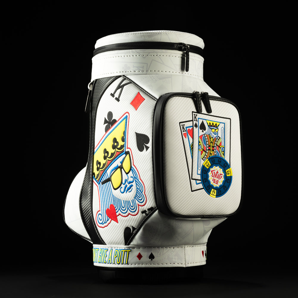SWAG Golf Poker King golf den caddy cooler featuring king and playing card themes.