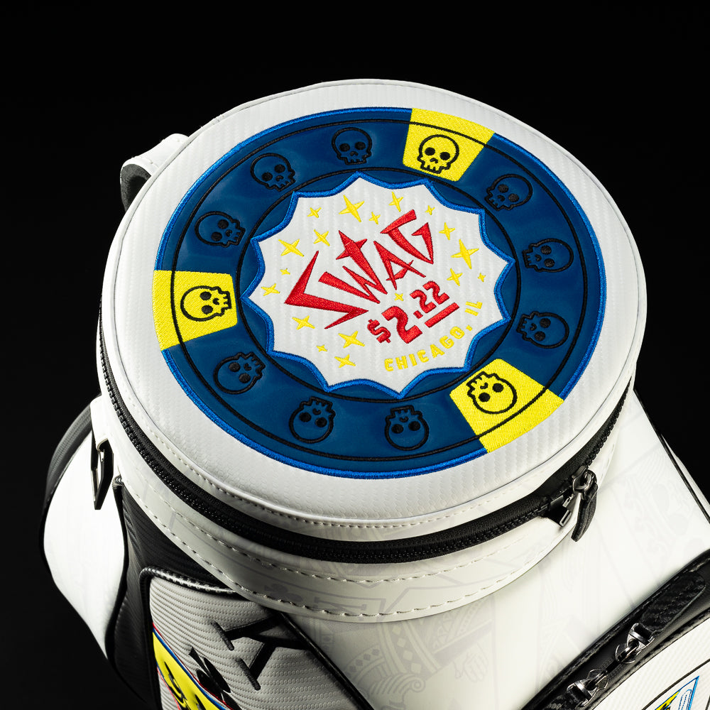 SWAG Golf Poker King golf den caddy cooler featuring king and playing card themes.