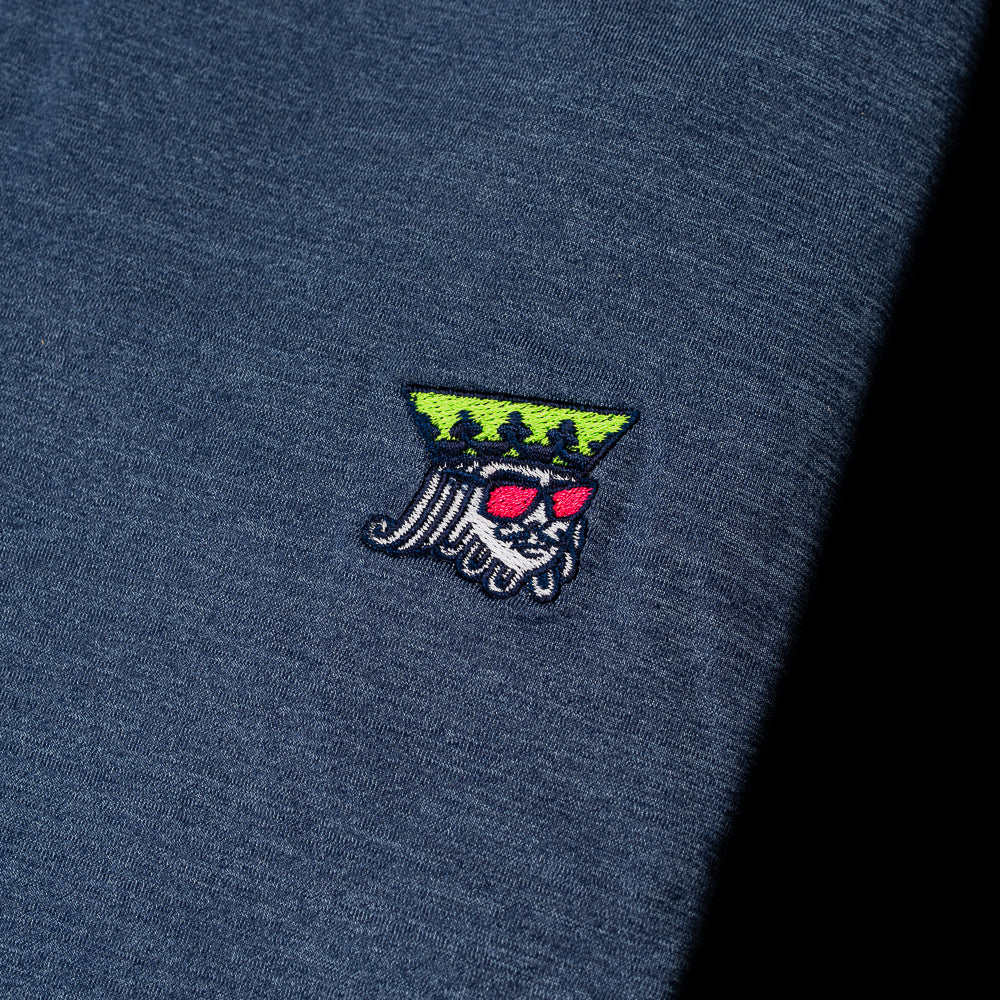 SWAG Golf x G/Fore melange ice blue nylon men's short sleeve performance golf polo shirt.