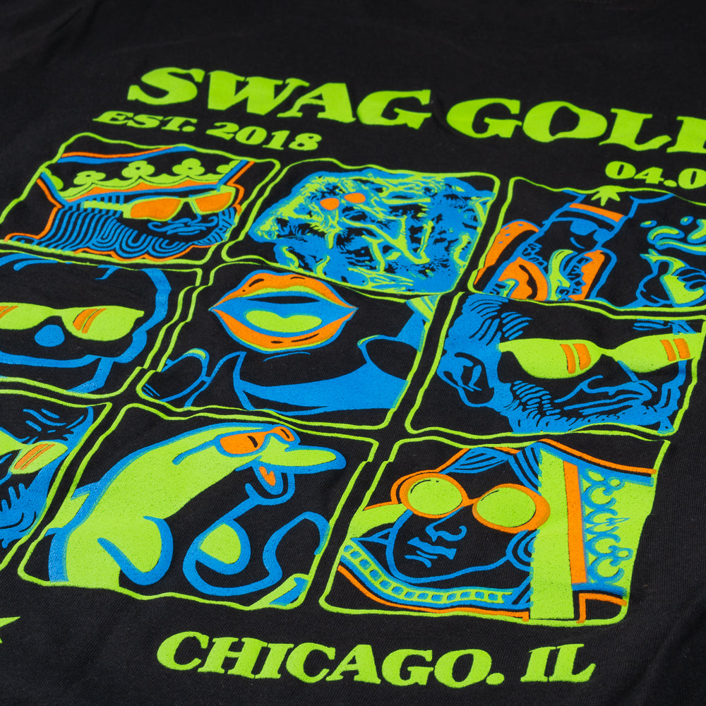 SWAG Golf black greatest hits short sleeve graphic print golf t-shirt.
