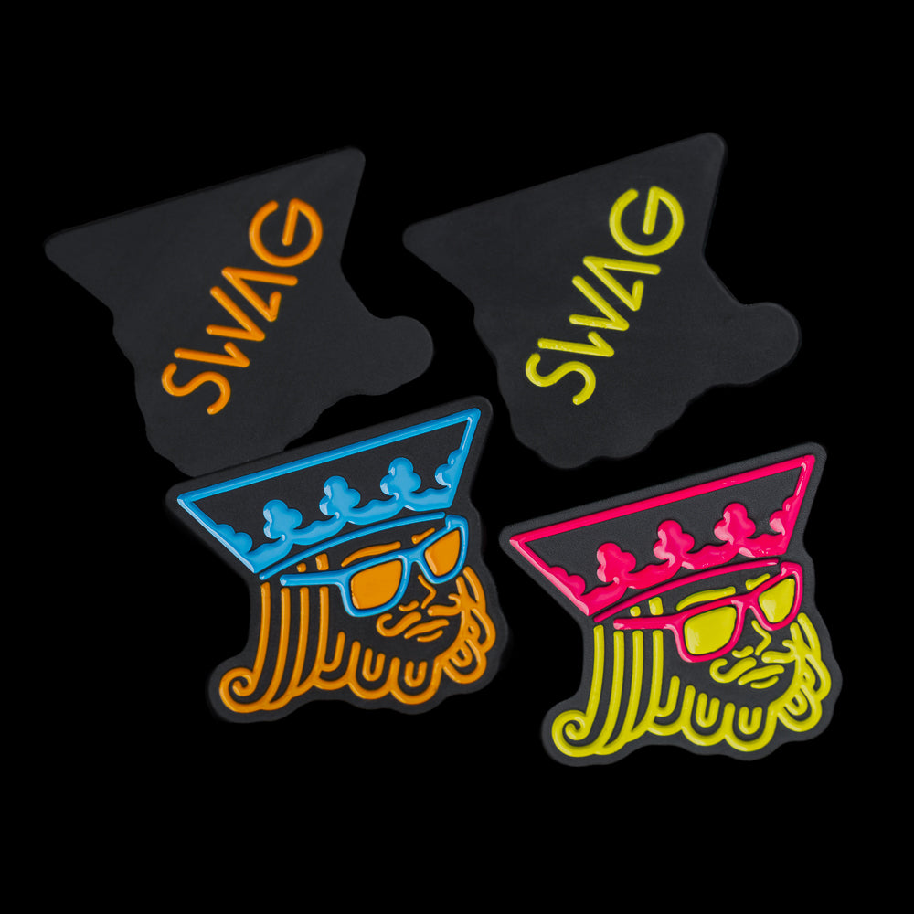 SWAG Golf Face-off king black cerakote stainless steel golf ball marker accessory.