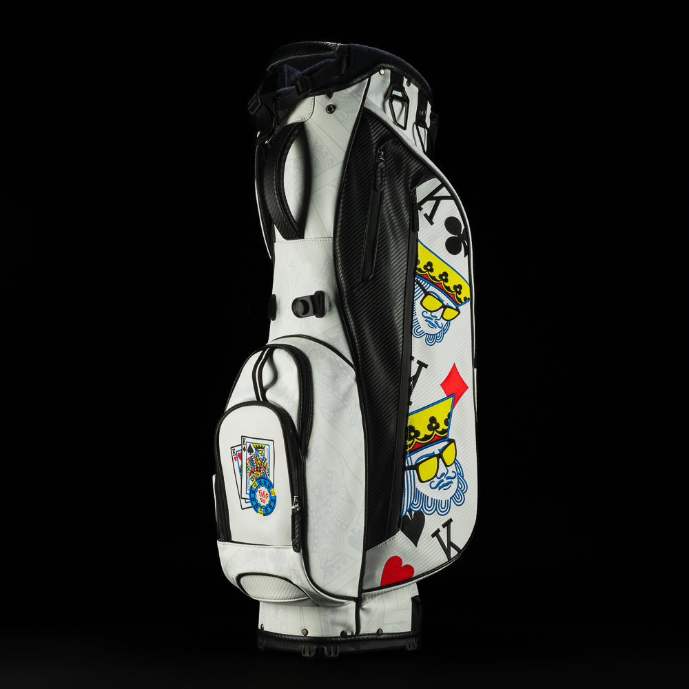 SWAG Golf poker king white and black golf stand bag.