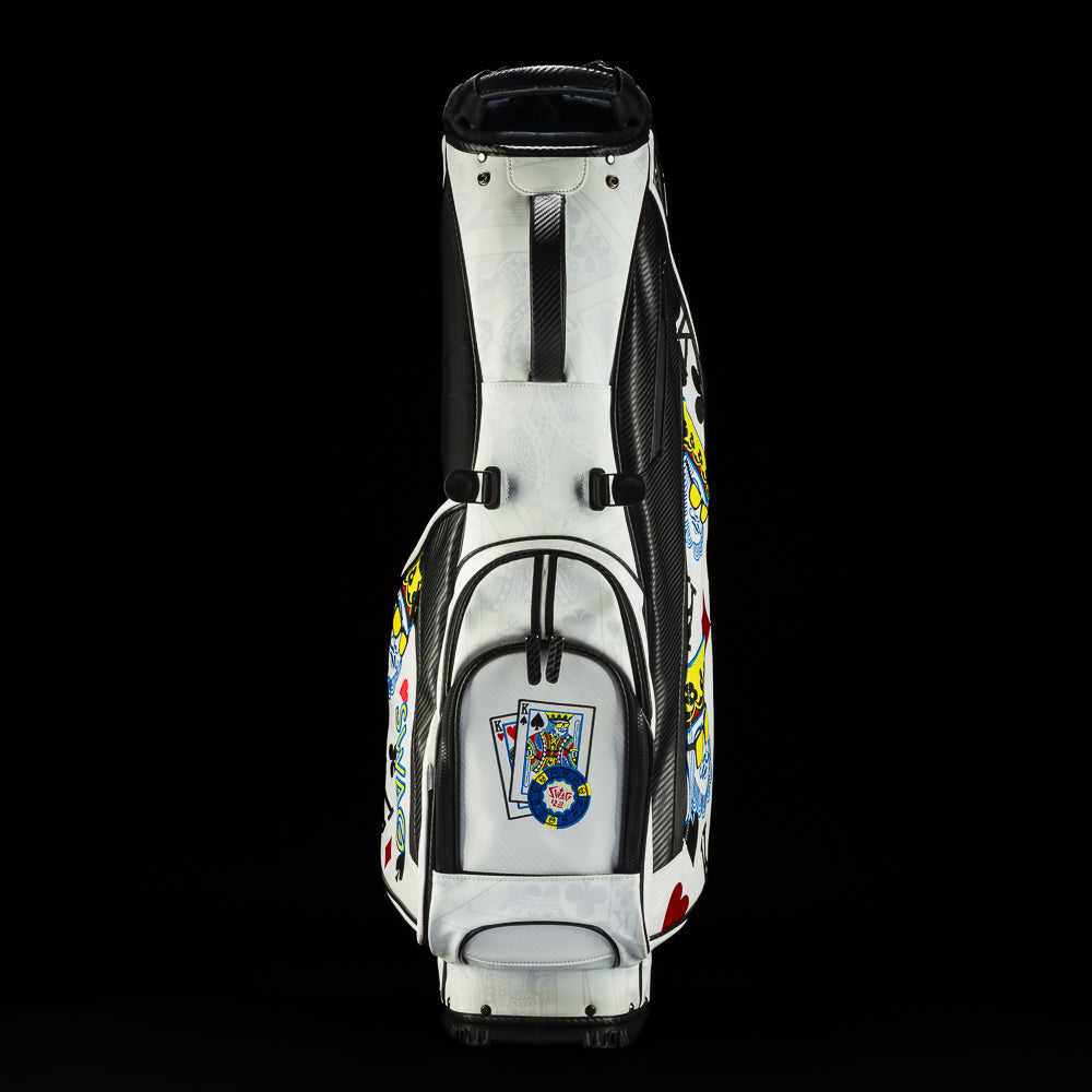 SWAG Golf poker king white and black golf stand bag.