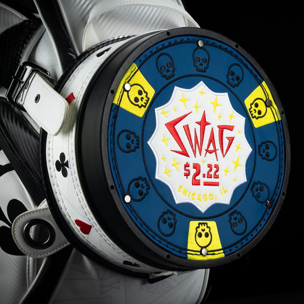 SWAG Golf poker king white and black card suite themed golf staff bag accessory.