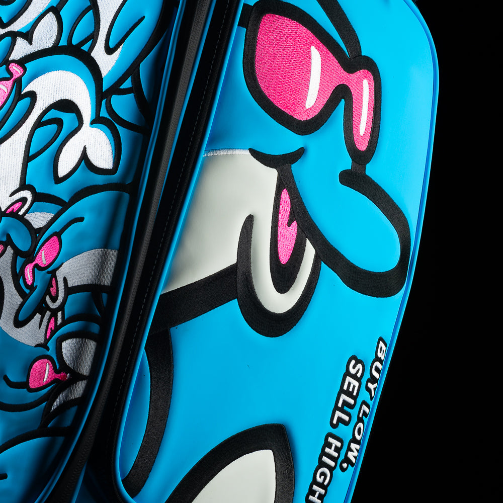 SWAG Golf blue and pink flipper golf tour staff bag.