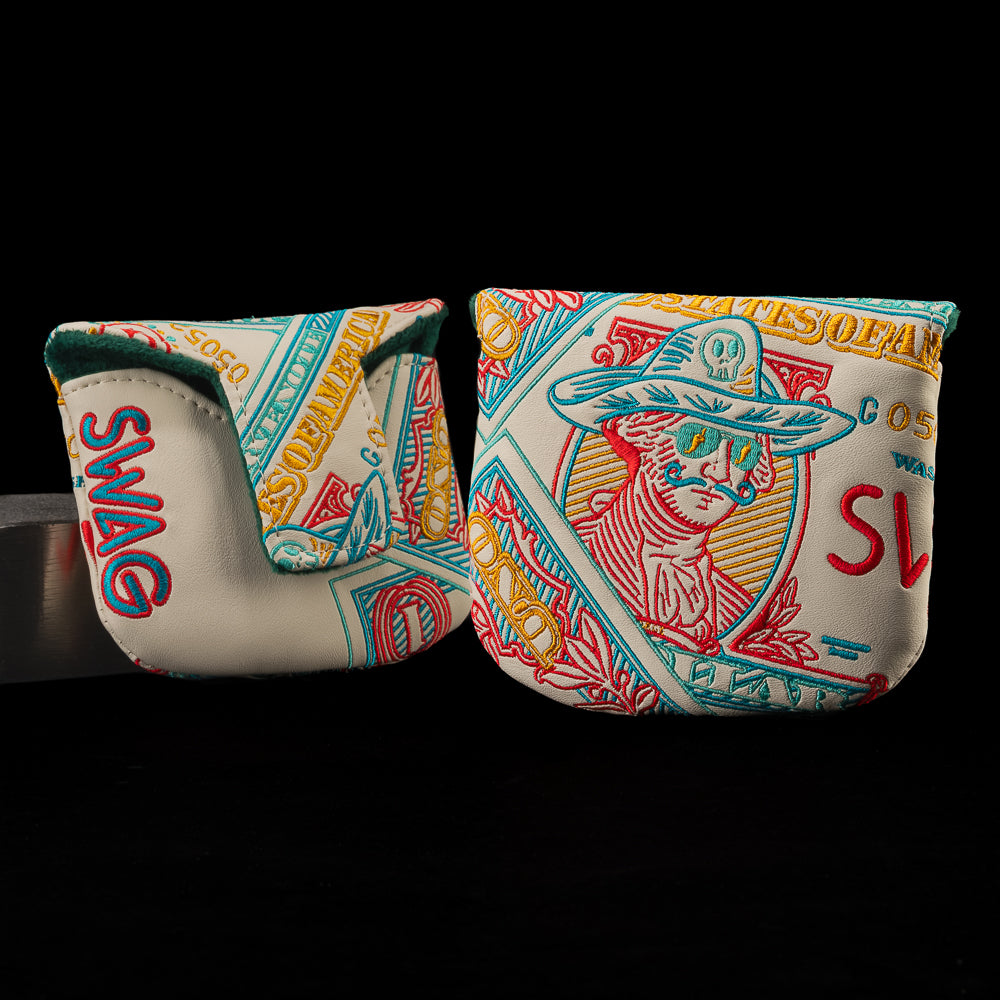 SWAG Golf Gringo George Washington yellow, red, and blue cinco de mayo mallet putter golf headcover.
