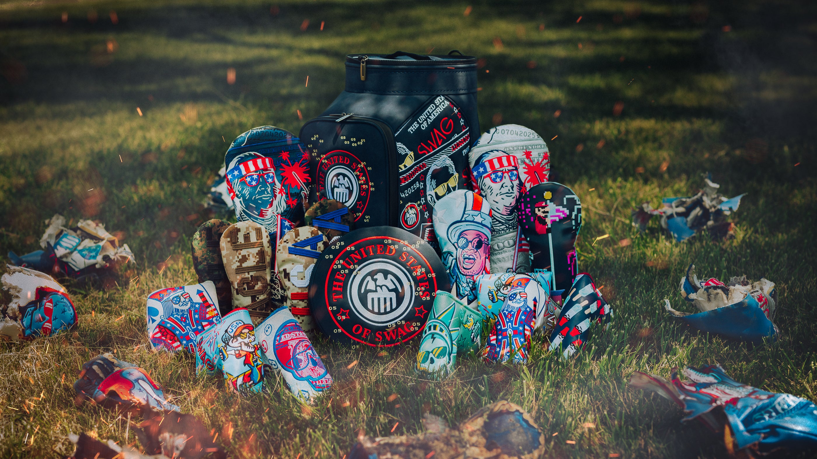SWAG Golf 4th of July Collection grand finale featuring limited edition golf headcovers, putters, den caddie, accessories, and more.
