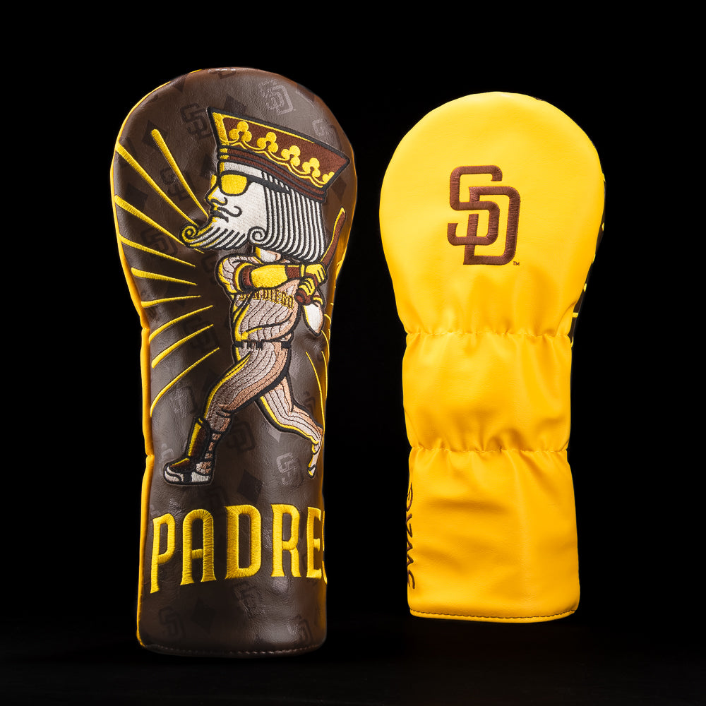 SWAG Golf x MLB officially licensed San Diego Padres king bobblehead brown and yellow driver golf headcover.