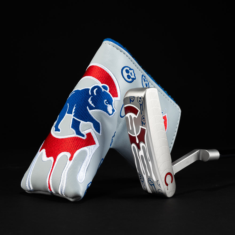 SWAG Golf x MLB officially licensed Chicago Cubs logo drip Handsome One stainless steel, USA-milled limited edition golf putter.
