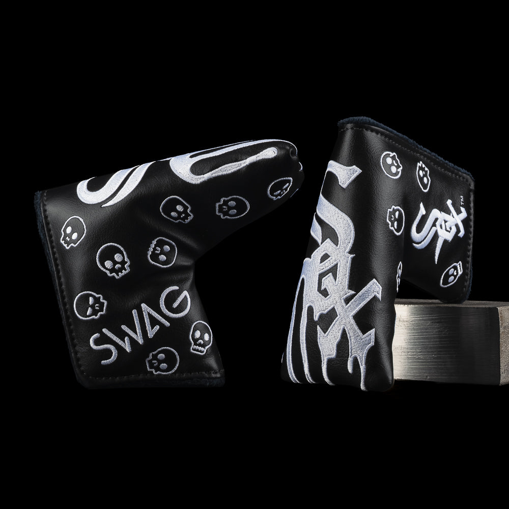 SWAG Golf x MLB officially licensed Chicago White Sox drip logo black and white blade golf headcover.
