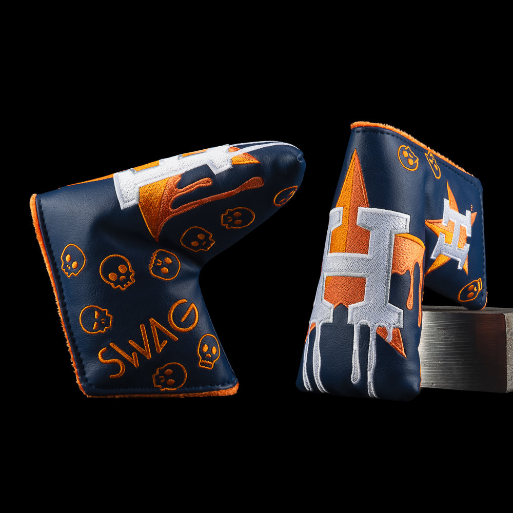 SWAG Golf x MLB officially licensed Houston Astros navy and orange blade golf headcover.