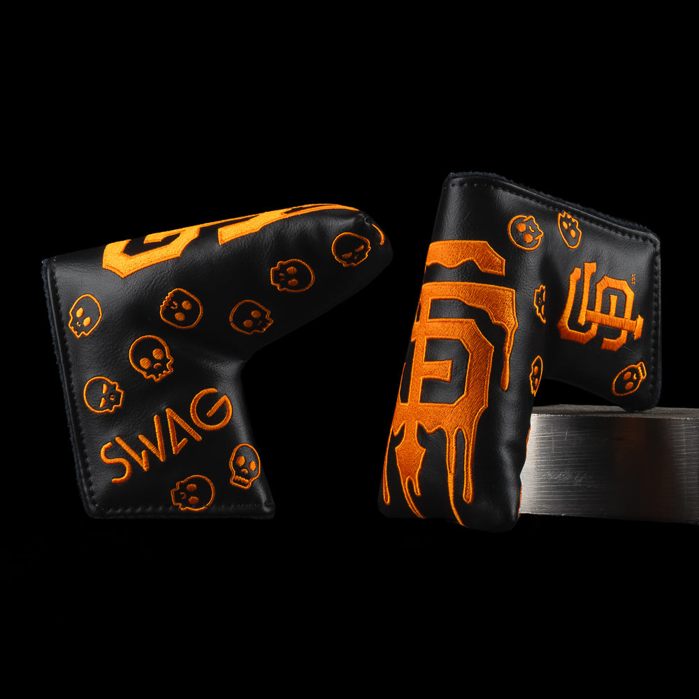 SWAG Golf x MLB officially licensed San Francisco Giants drip black and orange blade golf headcover.