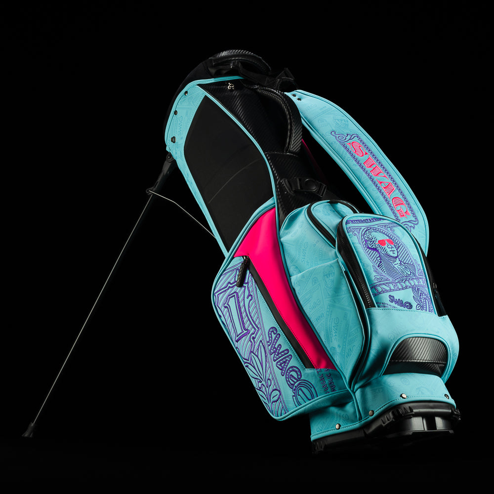 SWAG Golf Bubblegum George Washington blue and pink golf stand bag.