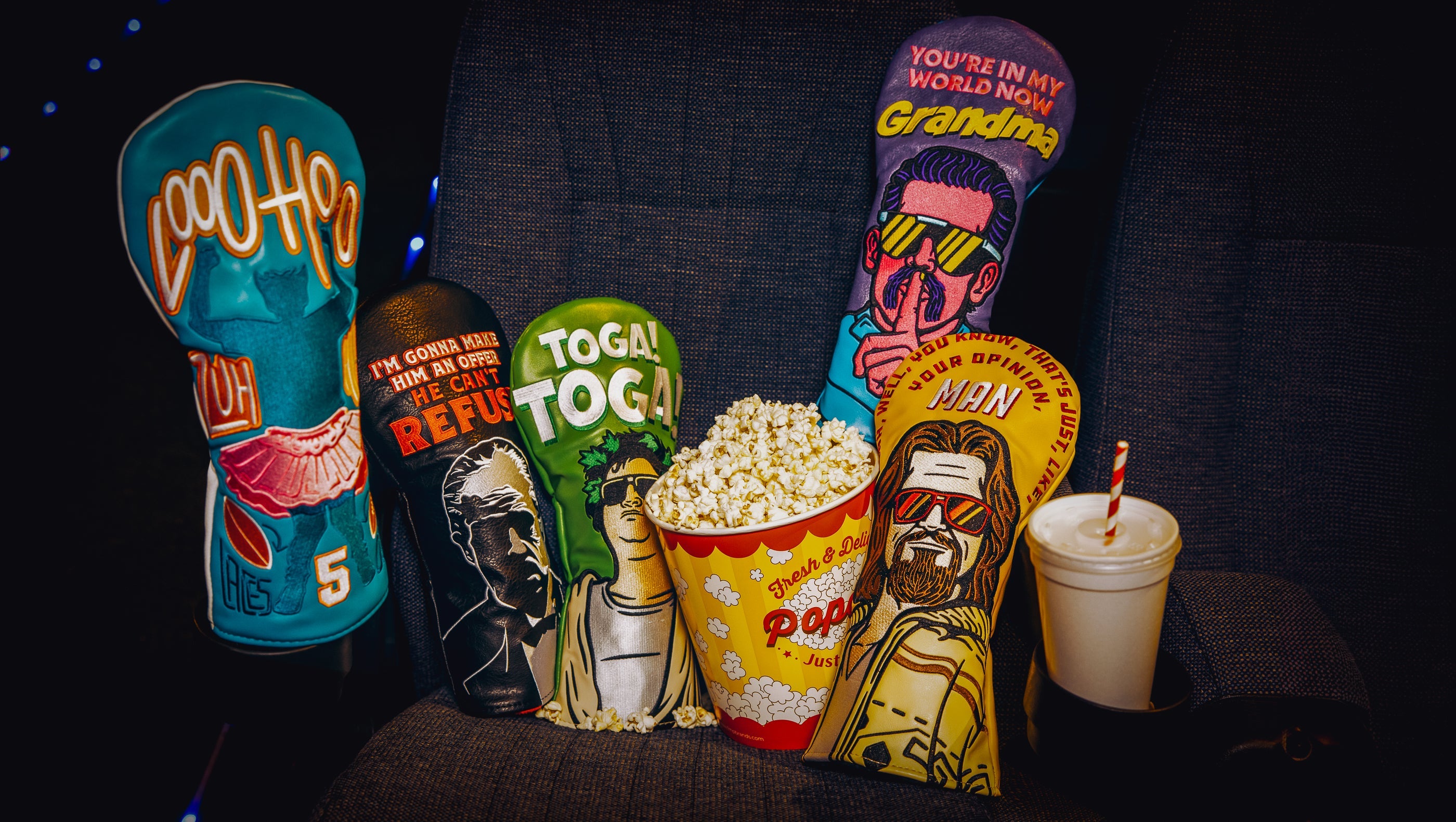 Rewind Golf by SWAG Golf Co. Movie themed officially licensed golf headcovers.