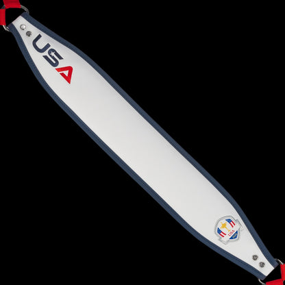 SWAG Golf x Official Ryder Cup 2024 Team Vessel VLS Lux golf stand bag. Featuring a red, white, and blue USA design.