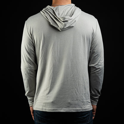 SWAG Golf x AndersonOrd blacks beach grey heather men's long sleeve performance golf hoodie.