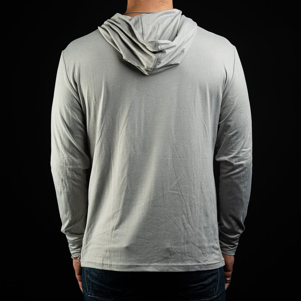 SWAG Golf x AndersonOrd blacks beach grey heather men's long sleeve performance golf hoodie.